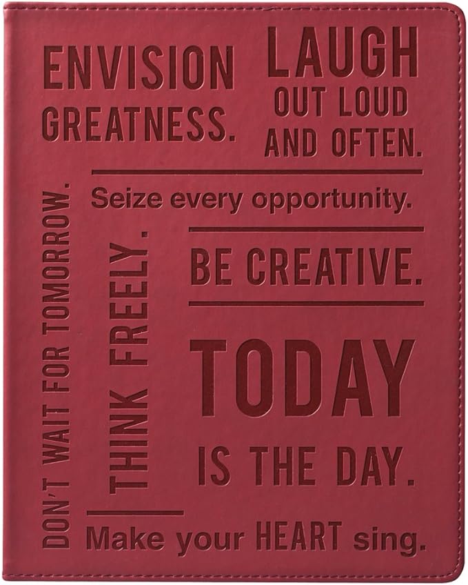 Eccolo Large Lined Journal Notebook, Flexible Cover, Writing Journal, 256 Ruled Ivory Pages, Ribbon Bookmark, Lay Flat, Desk Size for Work or School, Size 8x10", Today is the Day