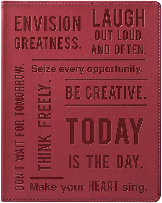 Eccolo Large Lined Journal Notebook, Flexible Cover, Writing Journal, 256 Ruled Ivory Pages, Ribbon Bookmark, Lay Flat, Desk Size for Work or School, Size 8x10", Today is the Day