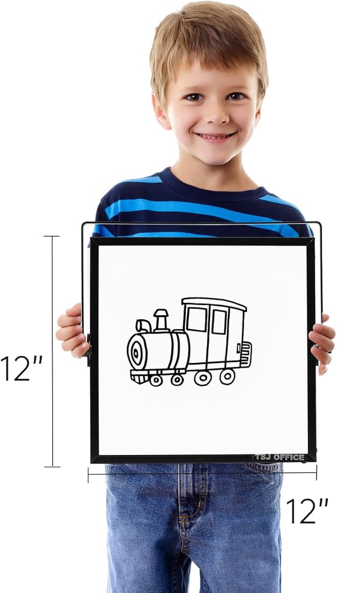 Small Magnetic Dry Erase Whiteboard – Mini Desktop Portable Easel Dry Erase White Board for Students Double Side to Do List Dry Erase Board with Stand for Office, School, Home 12 x 12 inches