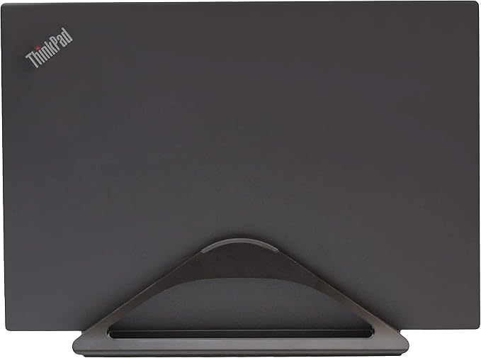 HumanCentric Vertical Laptop Stand for Desks in Matte Black, Upright Adjustable Holder to Dock Apple MacBook, MacBook Pro, and Other Laptops to Organize Work & Home Office, Automatic Grip