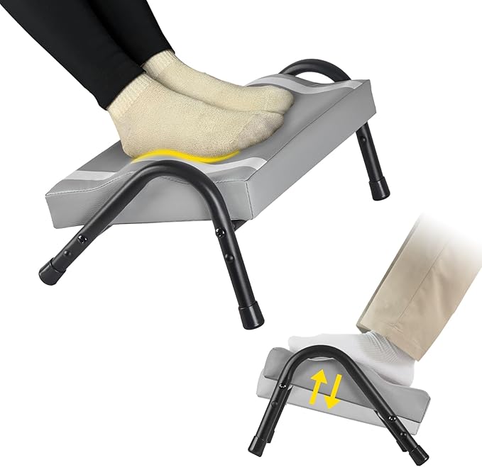 Foot Rest for Under Desk at Work,Ergonomic Foot Rest for Office Use, Heights,Relieving Pain in Lower Back, Hip, Knee (Grey)