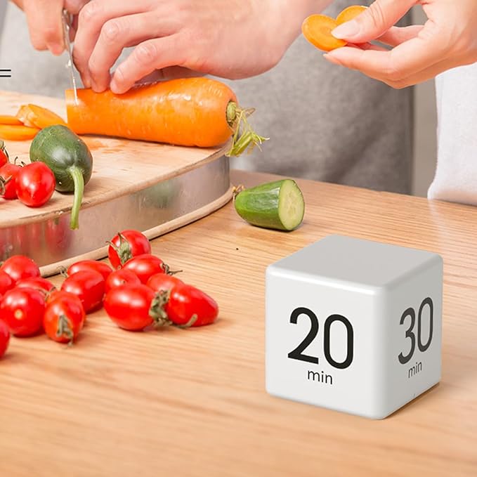 Cube Timer, Gravity Sensor Flip Timer for Study, Work, Game, Task, Kitchen, Kids, ADHD, Productivity, Workout (White 15-20-30-60)