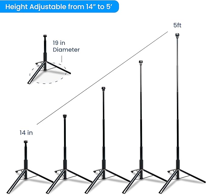 Lume Cube - Adjustable 5ft Light Stand Tripod - Adjustable Height 2ft to 5ft - Stand for Lights, Webcams, Cameras - Aluminum Lightweight - for Content & Video