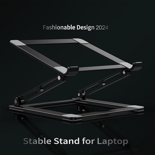 Laptop Stand for Desk, Adjustable Laptop Stand Holder Portable Laptop Riser with Multi-Angle Height Adjustable Computer Stand for MacBook Air/Pro and More Notebooks 10-17.3"-Black