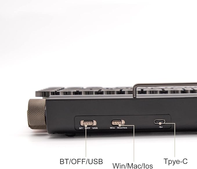 Retro Mechanical Keyboard, Punk Bluetooth Wireless & Wired, 75% Layout, LED Backlit, Round Keycaps, 83 Keys, for iOS/Android/Windows/Mac/iPad, Wood Color