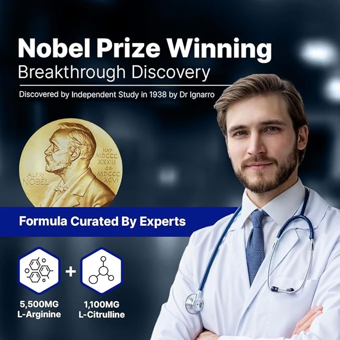 L-Arginine PRO | 5,500mg L-Arginine Plus L-Citrulline 1,100mg Grape Powder Drink Mix Supplement for Increased Nitric Oxide Production