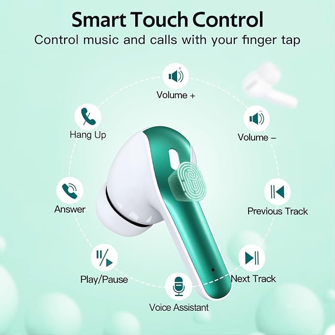 TAGRY 2 Sets X08 Pink and Forest Green Bluetooth Headphones True Wireless Earbuds 60H Playback Ear Buds with Wireless Charging Case in-Ear Earbuds with Mic