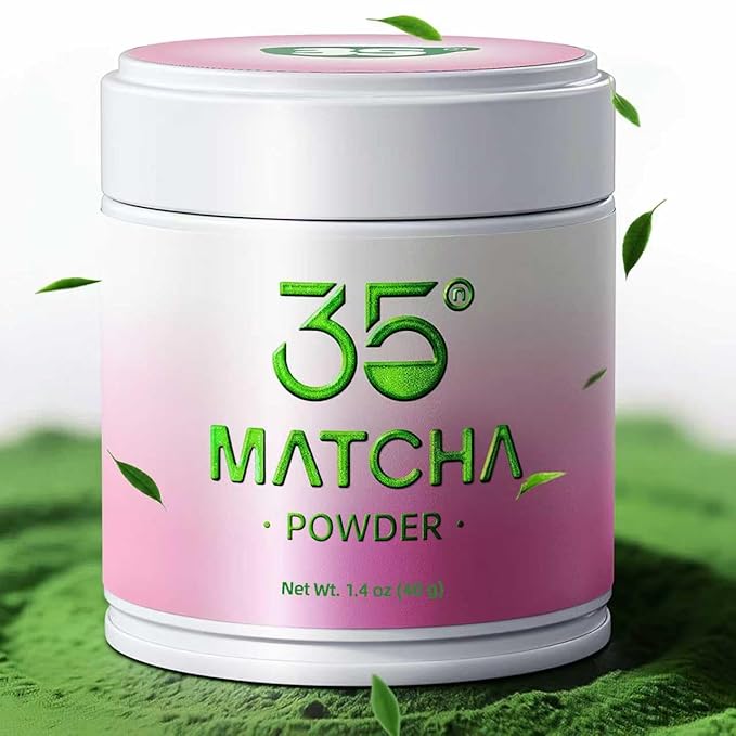 35°N MATCHA Organic Ceremonial Grade Matcha Powder, USDA Certified, 100% Pure Green Tea, No Additives, First Harvest, High in Antioxidants, L-Theanine & EGCG, Smooth Taste for Lattes & Baking, 1.4oz (40g)