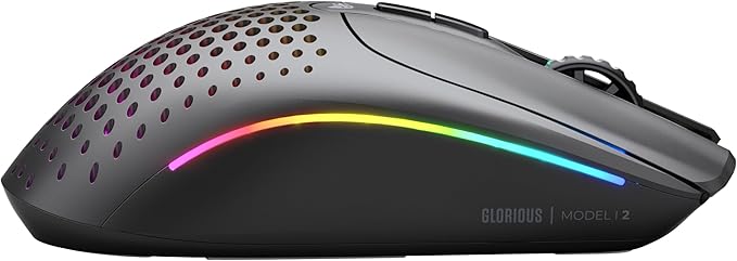 Glorious Gaming Model I 2 Wireless Gaming Mouse - Hybrid 2.4Ghz & Bluetooth, 75g Superlight, 9 Buttons (2 Swappable), RGB, PTFE Feet, MMO/MOBA/FPS, Long Battery Life, Side Thumb Rest - Black