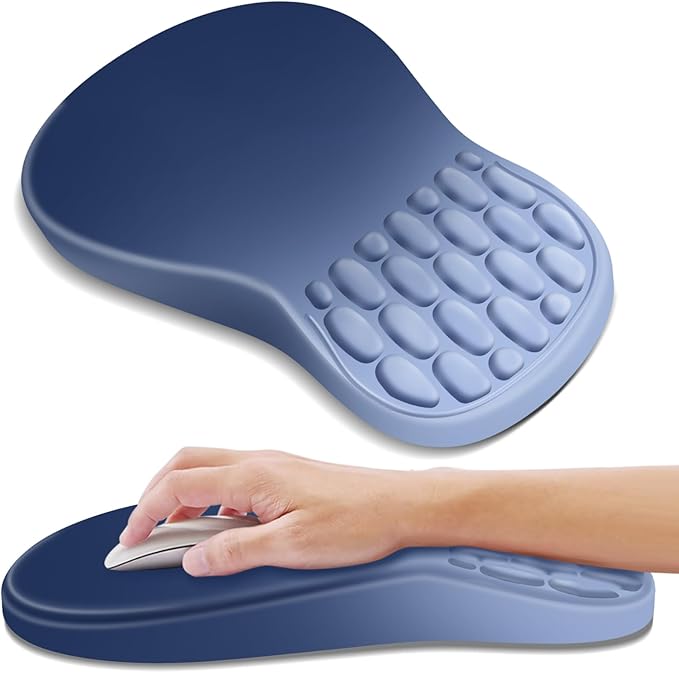 Ergonomic Mouse Pad with Wrist Rest Support, Mousepad with Comfortable Memory Foam Wrist Rest and Non-Slip PU Base for Pain Relief, Computer, Laptop, Office, Home (Gradient Blue)