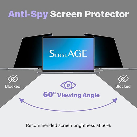 SenseAGE Magnetic Privacy Screen Filter For Macbook Pro 16 inch (2021-2024 M1, M2, M3, M4, Pro, Max), Privacy Screen Protector, Anti-Blue Light Screen Filter, Compatible with Macbook Pro 16 inch