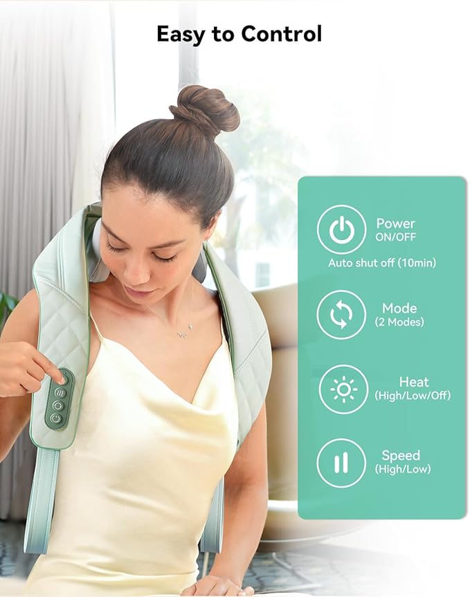 Snailax Cordless Neck Massager with Heat, Shiatsu Neck Shoulder Massager for Pain Relief Deep Tissue, 4D Kneading Shiatsu Back Massage Pillow, Gifts for Women, Men