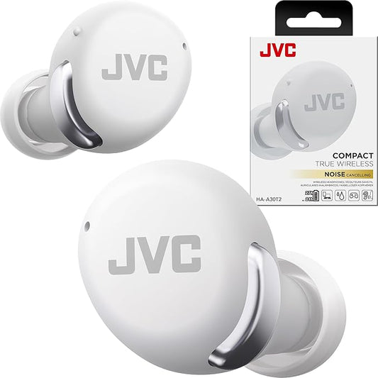 JVC True Wireless Compact Earbuds – Active Noise Cancelling - Bluetooth 5.3 Ear Buds Headphones for iPhone, Android - 27 Hr. Playback, Low Latency Mode - IPX4 Sweat/Rain Proof, Quick Charge Case, Mic