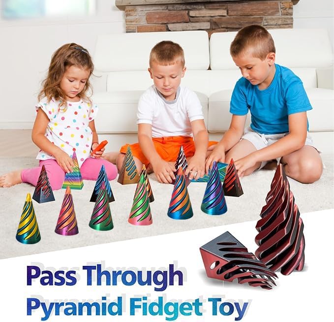 4 Packs Impossible Cone,Spiral Cone Fidget Toy,Impossible Cones passthrough Impossible Pyramid for Relaxing,Spiral Fidget Toy passthrough Impossible Cone,Birthday for Adults & Kids
