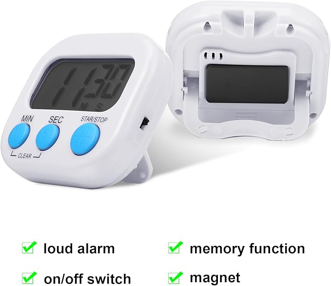 Weewooday 12 Pcs Digital Kitchen Magnetic Timer Bulk Classroom Count up Countdown Timer Large Digits Egg Loud Alarm Cute Desk Stopwatch for Teacher Kids Cooking Office (Stylish Style)