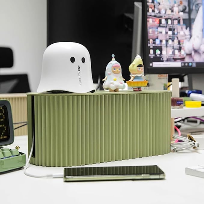 Cable Management Box,Desk Cord Organizer with Groove Cover,Plastic Cord Hider Box,Large Cable Box Organizer,Power Socket Management for TV/Computer/Router/Games Console Cable Storage (Green)