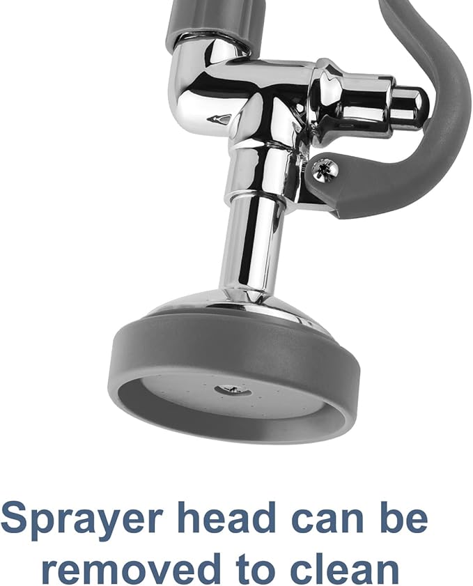 Pre Rinse Sprayer Commercial Sink Sprayer Head,1.42GPM Spray Valve Dish Spray Nozzle with Ergonomic Handle, Commercial Faucet Parts for Commercial Kitchen Sink,Chrome Finished（Gray）