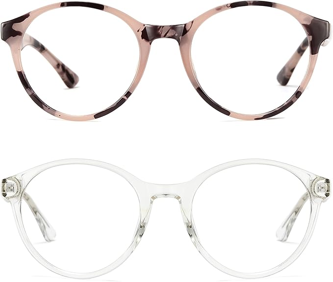 Cyxus TR90 Oversized Blue Light Blocking Glasses Women - Spring Hinge Round Frame Computer Use Anti Eye Strain 8018