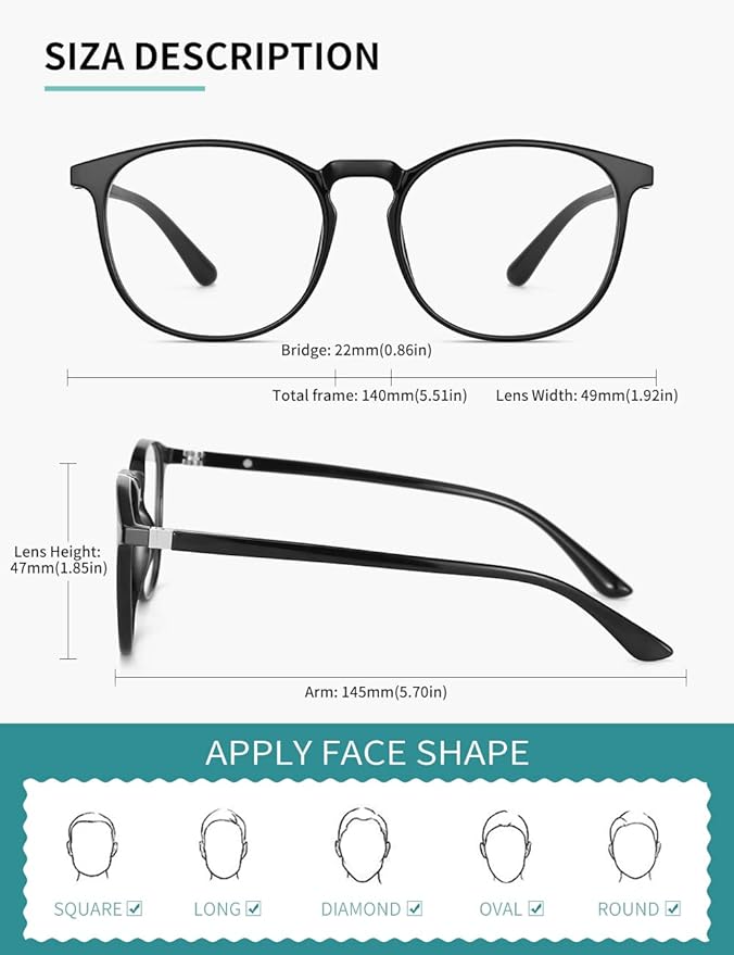 CNLO Blue Light Blocking Glasses,Computer Glasses,Anti Eyestrain, Lightweight Frame Eyeglasses Men/Women