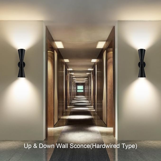 Wall Sconce Bathroom Sconces Wall Lighting, 13 inch Black Modern Sconces Up Down Lights Wall Decor Indoor Wall Light Fixtures for Living Room Hallway Staircase Bedroom Hardwired