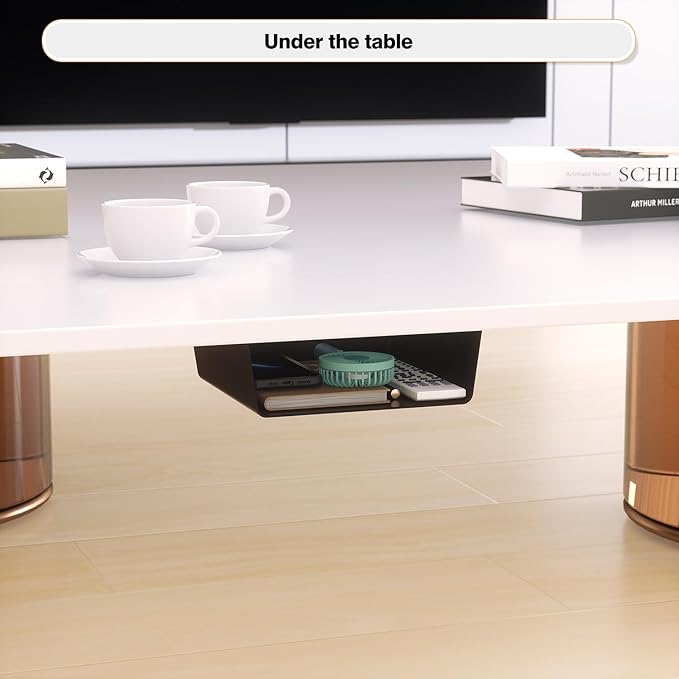 2 Pack Adhesive Under Desk Hanging Shelf Mount Drawer Organizer, Attachable Plastic Under Desk Storage Tray for Standing Desks, Tables, Workstations, Gaming, Cabinet, Increase Storage Space - Black