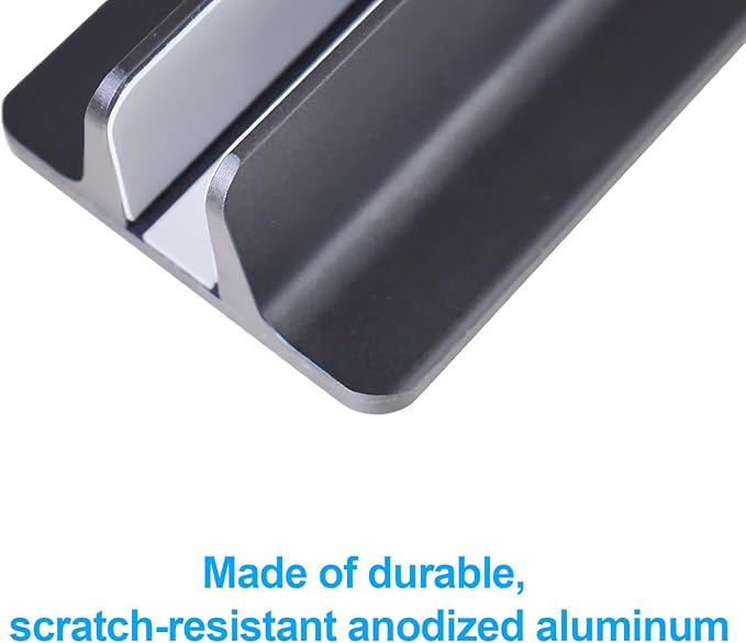 Vertical Laptop Stand Holder, Desktop Aluminum Stand for MacBook with Adjustable Dock Size, Fits All MacBook, Surface, Chromebook and Gaming Laptops (Up to 17.3 inches), Black