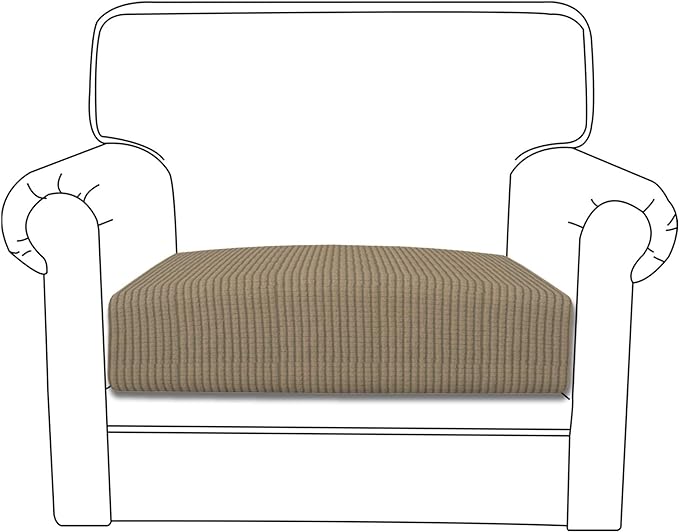 Easy-Going Stretch Chair Cushion Cover Sofa Cushion Furniture Protector Sofa Seat Sofa Slipcover Sofa Cover Soft Flexibility with Elastic Bottom(Chair Cushion, Natural)