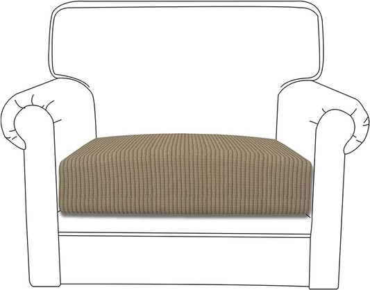 Easy-Going Stretch Chair Cushion Cover Sofa Cushion Furniture Protector Sofa Seat Sofa Slipcover Sofa Cover Soft Flexibility with Elastic Bottom(Chair Cushion, Natural)