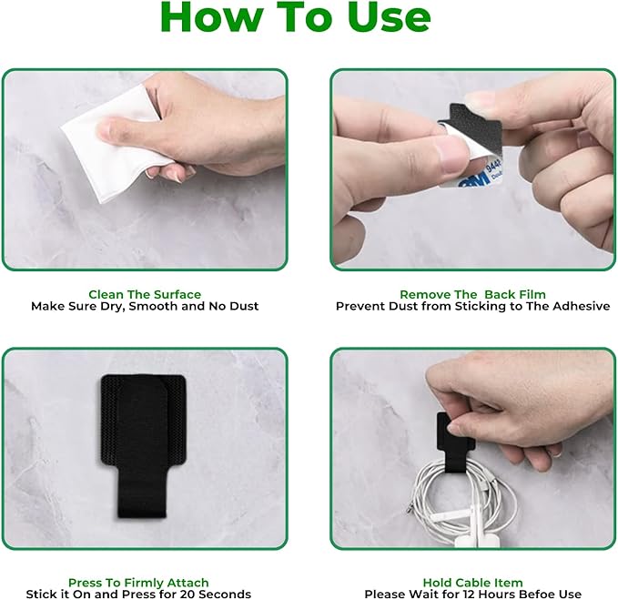 100pcs Hook and Loop Cable Ties, Sticky-Back Cable Straps, Cable Clip,Cord Organizer, Wire Management Household & Office Essentials(Gray)