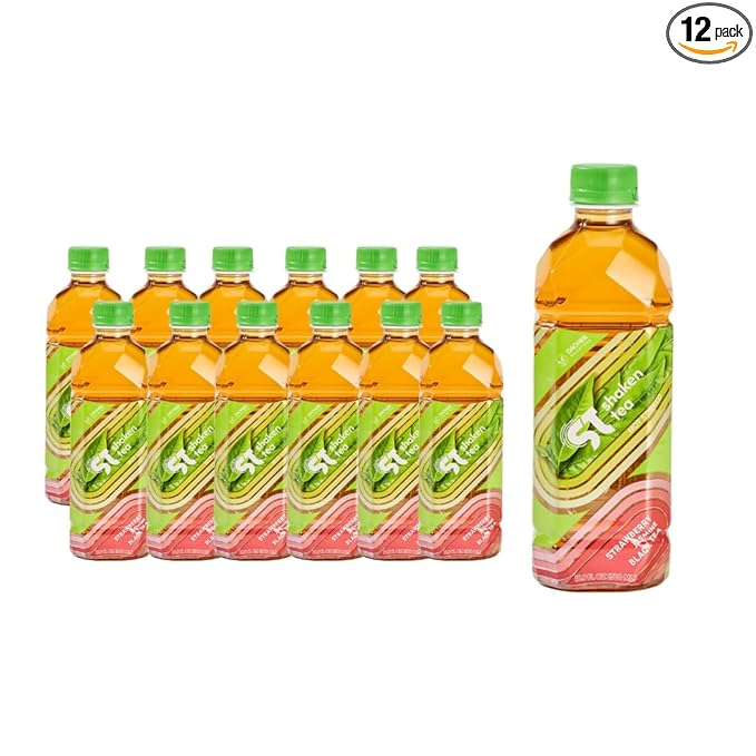 Shaken Strawberry Jasmine Black Tea – Real Leaf Brewed Iced Tea, Asian-Inspired Flavor, Non-GMO, 16.9 fl oz Bottles (Pack of 12)