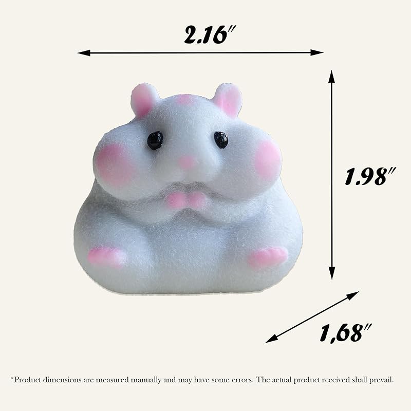 Handmade Flocked Hamster Taba Squishy Toy - Cute Realistic Silicone Animal Fidget Sensory Toy, Ultra-Soft Stress Relief Squeeze Toy for Relaxation Gift (Gray)