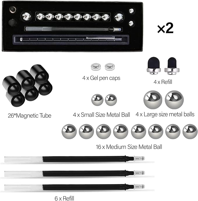 Black Fidget Pen Toy - 2 Pack, Sensory Tool EDC Fidgeting Game for Adults, Cool Gadget Best for Stress and Anxiety Relief and Kill Time,Novelty Gifts for Teens and Adults