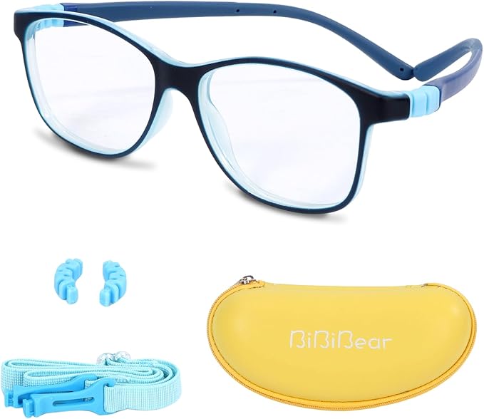 BiBiBear Toddler/Kids/Teens Glasses - Unbreakable TR90 Frame, 180° Flexible, Lightweight & Safe Glasses for Kids Age 2-15