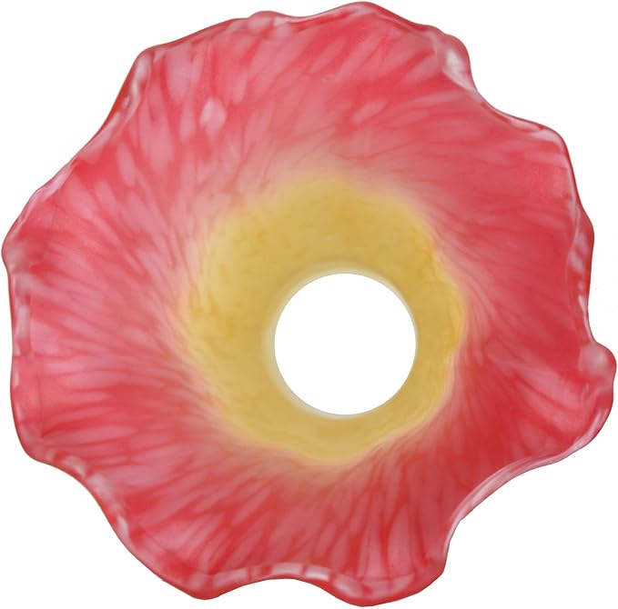 Bieye LS16S Lily Flower Blown Glass Lampshade (Yellow Red, Opening I.D. 0.87" x O.D. 1")