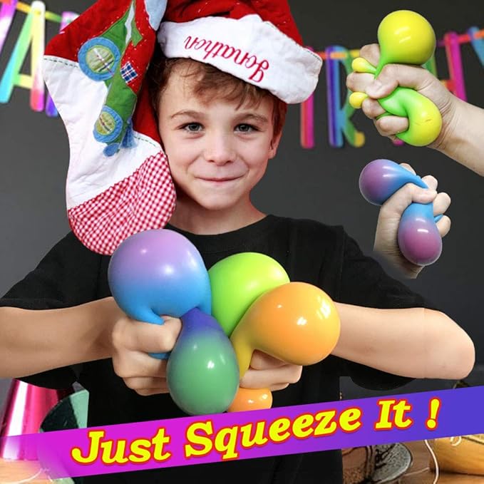 Color Changing Stress Balls, Sensory Squeeze Toys for Adults & Kids - Stress Relief Easter Stuffers - 4 Pack (Pink/Green/Blue/Purple)