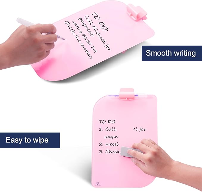 TSJ OFFICE Small Desktop Whiteboard - 12 X 8 Inches Glass Dry Erase Board with Stand, Desk Board Buddy for Home, Office, School Supply