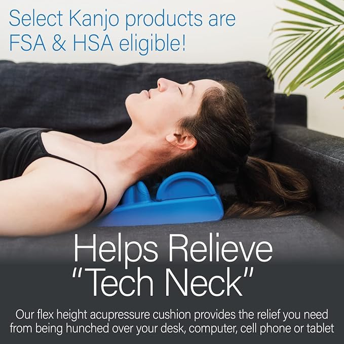 Kanjo Flex Height Acupressure Neck Pain Relief Cushion - Height Adjustable Cervical Traction & Pressure Point Device for Muscle Tension & Relaxation - Helps Relieve Neck Pain