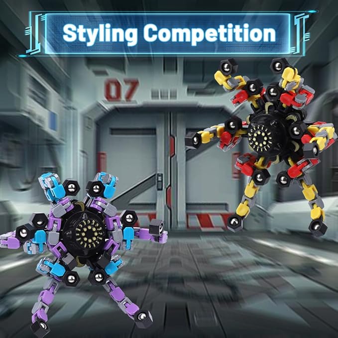 Dilabnba 20 PCS Transformable Fidget Spinners Easter Basket Stuffers for Kids Adults Stress Relief, Deformable Chain DIY Robot Spinner, Sensory Toys Fingertip Gyros for Gift Exchange