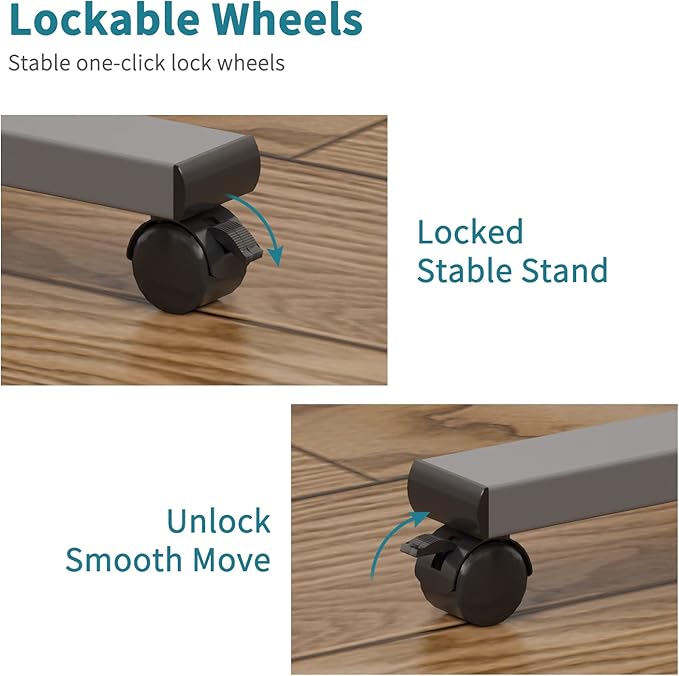 Laptop Table Mobile Adjustable Height Portable Desk Notebook Swivel PC Computer Rolling Desk with Wheels, Laptop Stand for Couch Bedside Hospital Bed Table