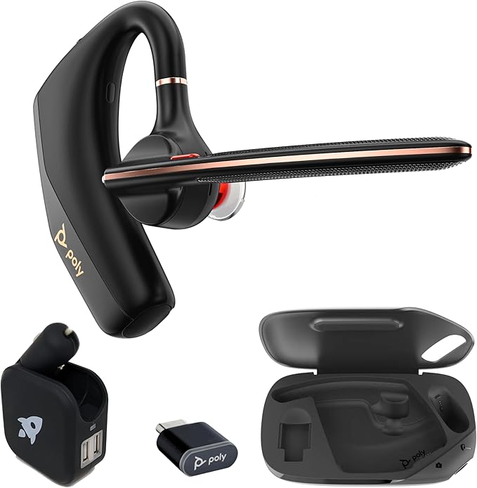 Poly Voyager Legend 50 UC Bluetooth Headset, Charging Case, AI-Powered Noise Cancellation, 4-Mic WindSmart, 10-Hr Battery, 98 ft Wireless Range, Multipoint Connectivity, Voice Assistant, GTW Charger
