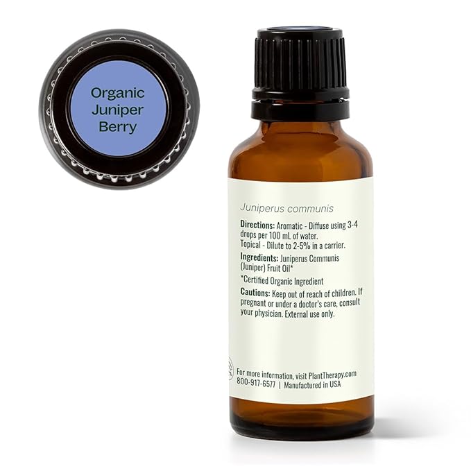 Plant Therapy Organic Juniper Berry Essential Oil 100% Pure, Undiluted, Natural Aromatherapy, Therapeutic Grade 10 mL (1/3 oz)