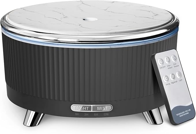 500ML Essential Oil Diffuser: Ultrasonic Aroma Diffuser with Remote Control for Spa Hotel Yoga Room - Humidifier for Bedroom with 7-Color Night Lights & Auto Shut-Off for Nursery/Women Home Relaxation