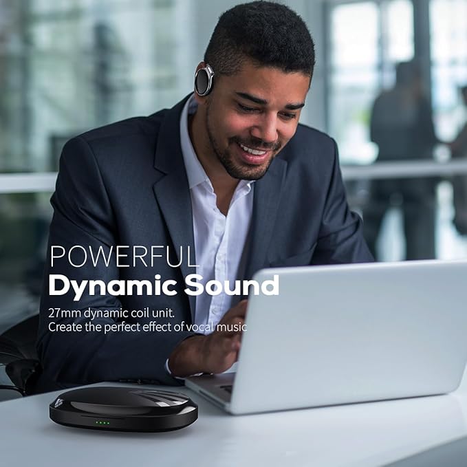 Open Ear Bluetooth Headphones with Over-Ear Hooks, Bluetooth 5.4 Wireless Earbuds, 52H Playtime, HD Mic, Clip on Earphones, Dual Device Connectivity for Running, Gym, Workouts & Office Use