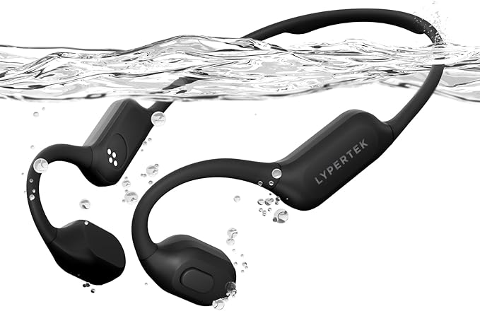 LYPERTEK Bone Conduction Headphones, IP68 Waterproof Swimming Headphones,Bluetooth 6.0 Open Earphones, 32GB Memory Bone Conduction Sports Earphones,Wireless Underwater Earbuds for Running,S30-Black