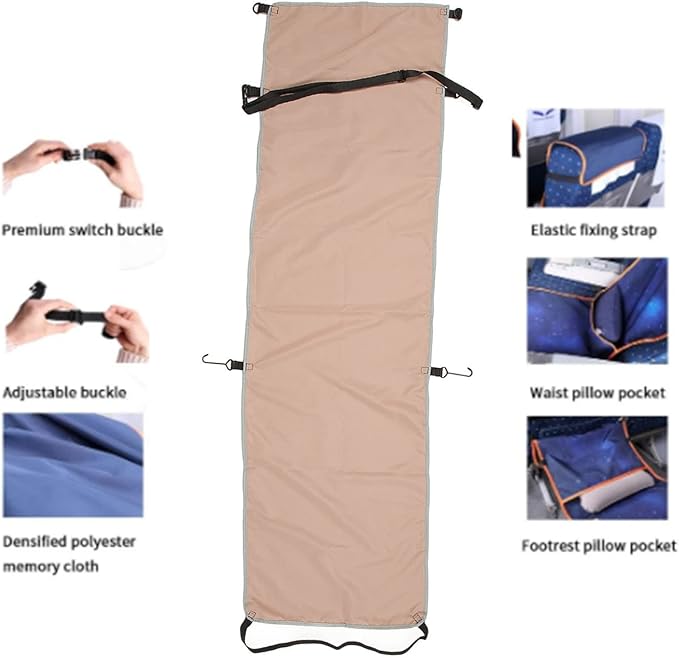 Adjustable Leg Hammock, Portable Airplane Foot Hammock, Comfort Travel Foot Rest Sling for Outdoor, Bus, Plane Travel, Long Flight