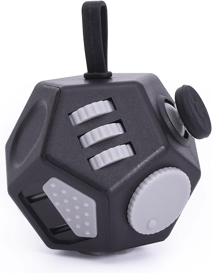 Mini Fidget Toys Cube,12 Sided Cube Toys Relief Stress,Anxiety, Depression,Autism for Kids Adults Improve Focus and Kill Time (Black)