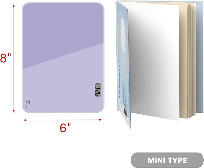 Small Glass Desk Whiteboard Dry-Erase Board with Clock, Small Travel Clock Keychain with Desk Notepad, Time Table Whiteboard for Desk Digital LED Light Display, 8x6 in with Accessories, Purple