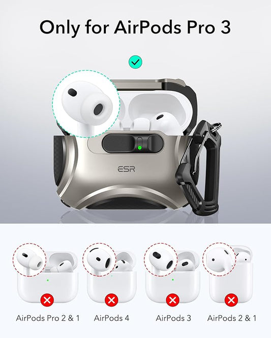 ESR for AirPods Pro Case (2023/2022/2019, 2nd/1st Gen), Compatible with AirPods Pro 2nd Generation (USB-C/Lightning Cable), Effortless MagSafe, Drop-Proof Lock, Easy Open, Cyber Series, Titanium