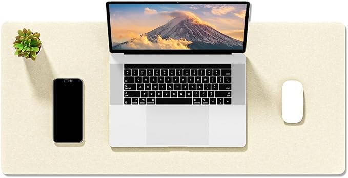 Auhoahsil Felt Desk Mat, Minimalist Large Mouse Pad XL 31.5 x 11.8 in, Desk Matt for Desktop, Keyboard, Laptop, Computer, Office, Work from Home, Gaming, Beige