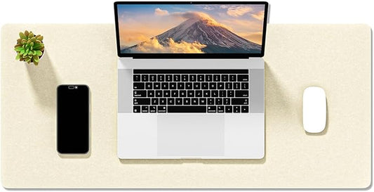 Auhoahsil Felt Desk Mat, Minimalist Large Mouse Pad XL 31.5 x 11.8 in, Desk Matt for Desktop, Keyboard, Laptop, Computer, Office, Work from Home, Gaming, Beige